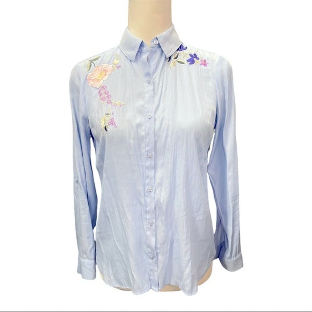 Express Floral Embroiled - The City Button Down Shirt‎ - Size XS